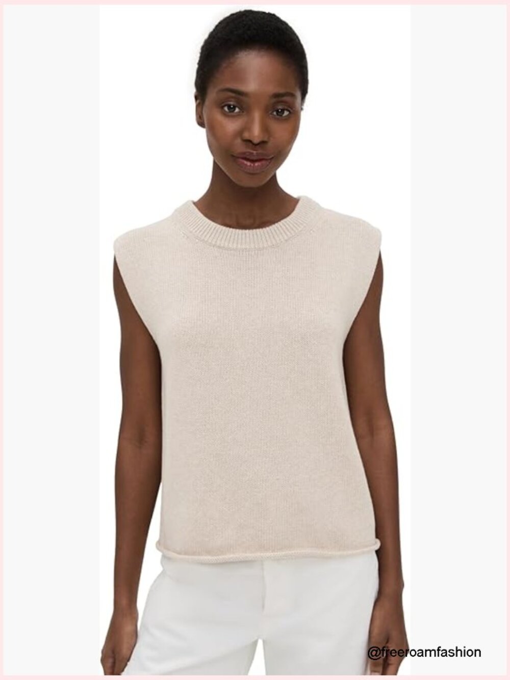 Cotton Cashmere Sweater Vest - Sleeveless Crew Neck Pullon